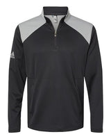 adidas Men's Textured Mixed Media Quarter-Zip Pullover-1