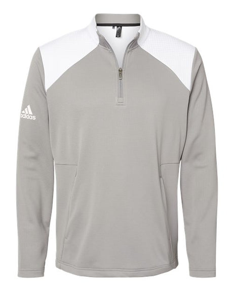 adidas Men's Textured Mixed Media Quarter-Zip Pullover-1