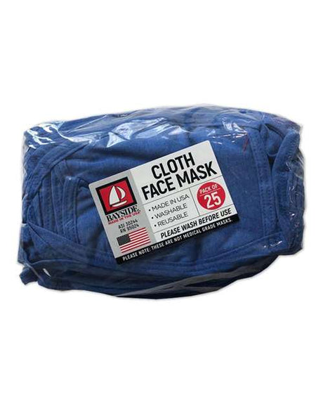Bayside USA-Made 100% Cotton Face Mask - 25 Pack Bayside
