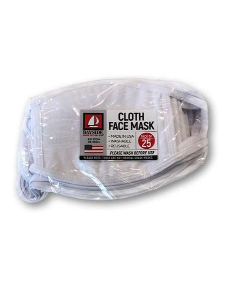 Bayside USA-Made 100% Cotton Face Mask - 25 Pack Bayside