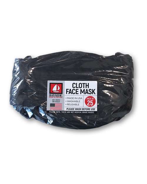 Bayside USA-Made 100% Cotton Face Mask - 25 Pack