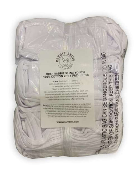 Rabbit Skins Youth 100% Cotton 2-Ply Face Masks - 50 Pack Rabbit Skins