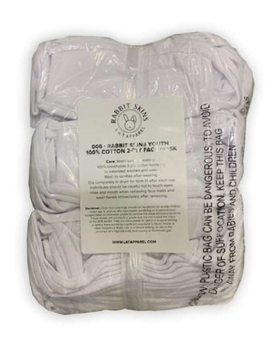 Rabbit Skins Youth 100% Cotton 2-Ply Face Masks - 50 Pack