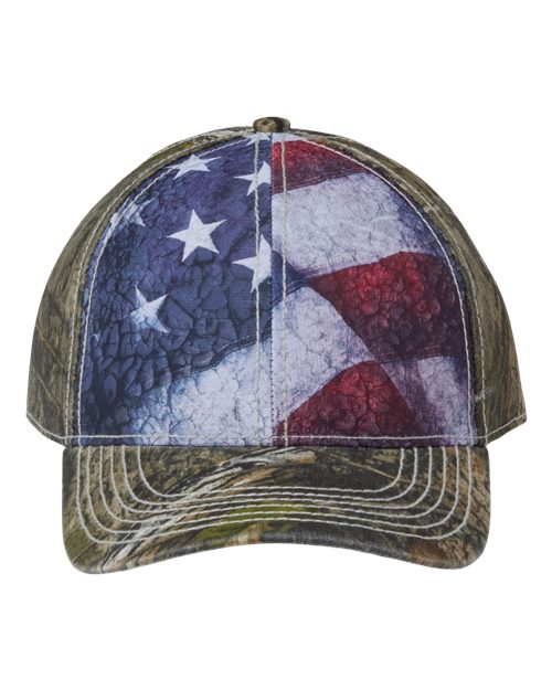 Outdoor Cap Camo with Flag Sublimated Front Panels Cap