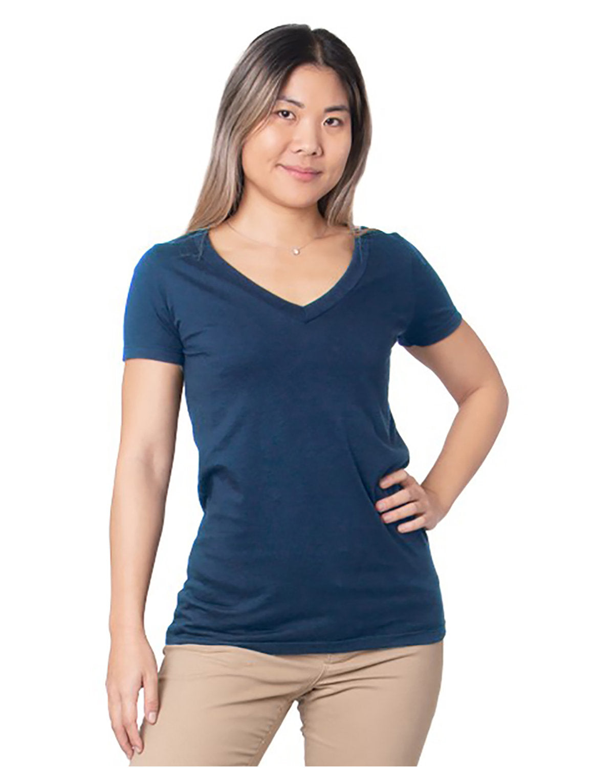Bayside Ladies' Fine Jersey V-Neck T-Shirt Bayside