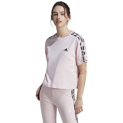 adidas Women's Vibrant Print 3-Stripes Cropped T-Shirt
