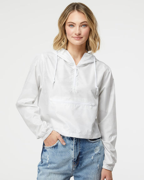 Independent Trading Co. Women's Lightweight Quarter-Zip Pullover Crop Windbreaker Independent Trading Co.