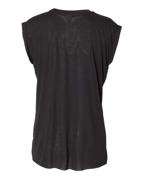 BELLA + CANVAS Women’s Flowy Rolled Cuffs Muscle Tee