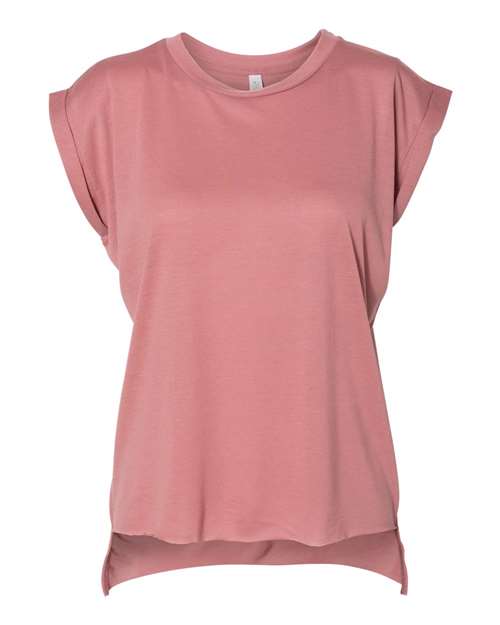 BELLA + CANVAS Women’s Flowy Rolled Cuffs Muscle Tee