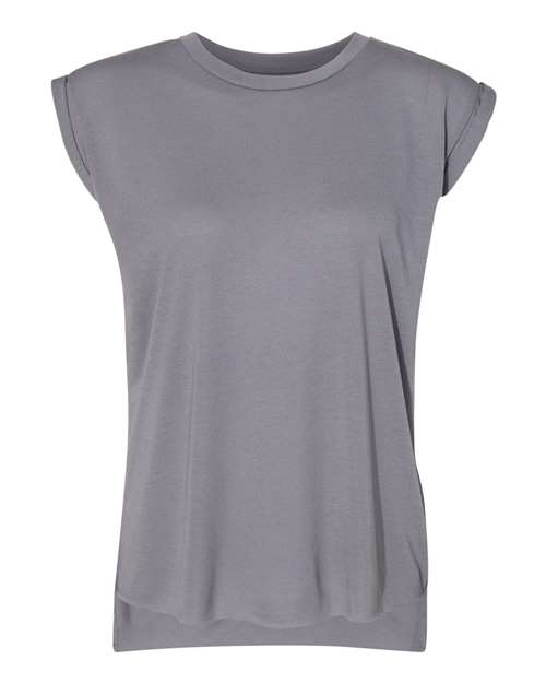 BELLA + CANVAS Women's Flowy Rolled Cuffs Muscle Tee