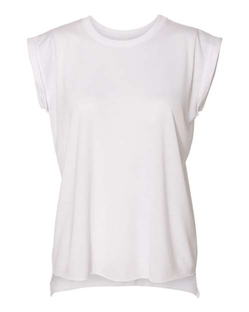 BELLA + CANVAS Women’s Flowy Rolled Cuffs Muscle Tee