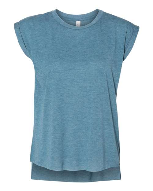 BELLA + CANVAS Women’s Flowy Rolled Cuffs Muscle Tee