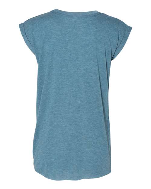 BELLA + CANVAS Women’s Flowy Rolled Cuffs Muscle Tee