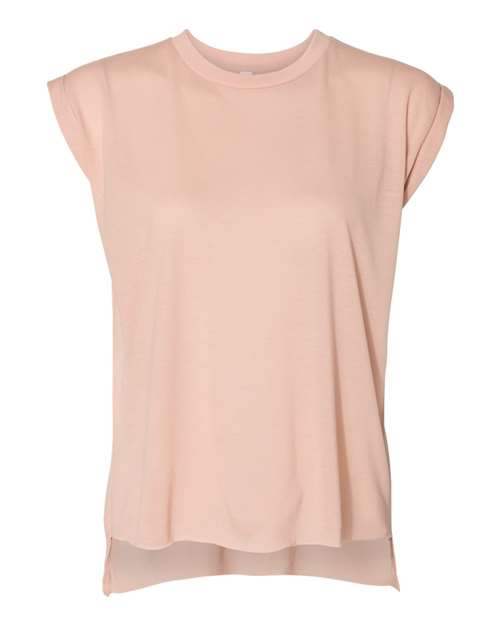 BELLA + CANVAS Women’s Flowy Rolled Cuffs Muscle Tee