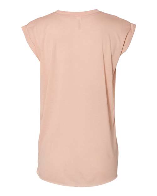 BELLA + CANVAS Women’s Flowy Rolled Cuffs Muscle Tee