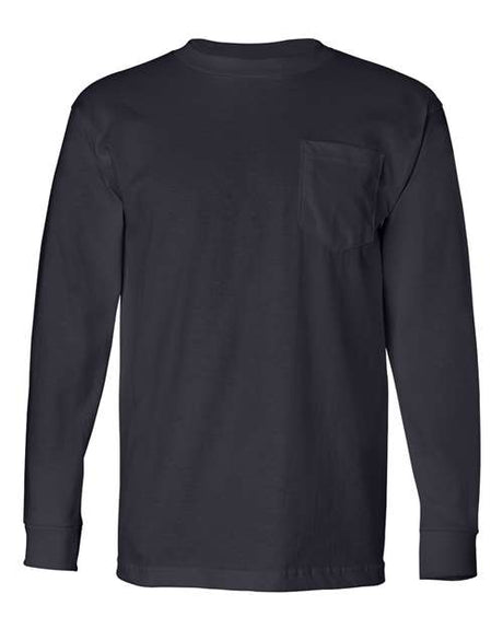 Bayside Men's USA-Made Long Sleeve T-Shirt with a Pocket Bayside