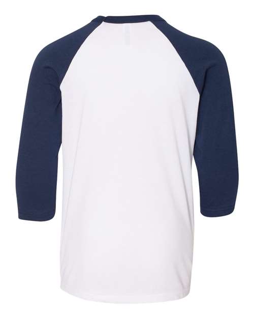 BELLA + CANVAS Youth Three-Quarter Sleeve Baseball Tee