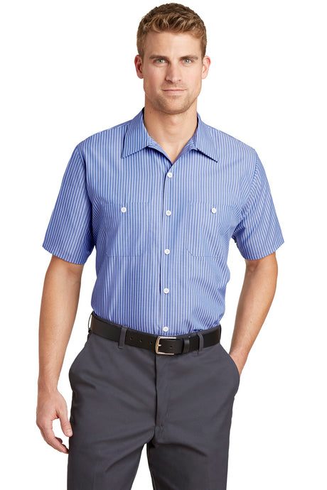 Red Kap Men's Short Sleeve Industrial Stripe Work Shirt. SL20 Red Kap