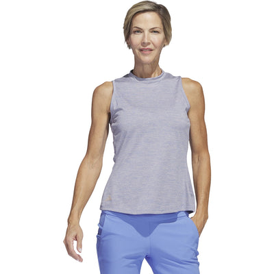 adidas Women's Essentials Heathered Mock-Neck Sleeveless Golf Polo Shirt