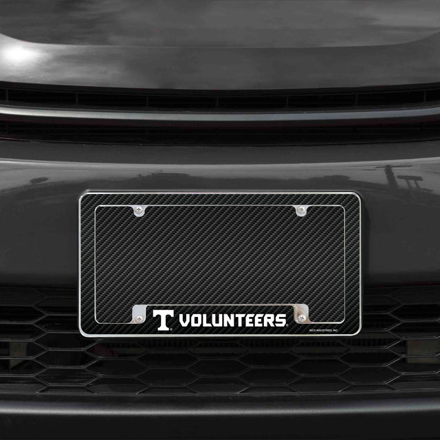 Rico Industries NCAA Tennessee Volunteers Carbon Fiber 12" x 6" Chrome License Plate Frame-1