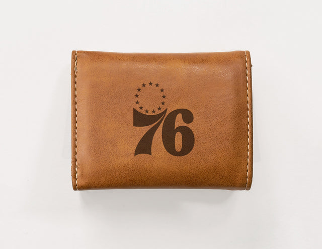 Rico Industries NBA  Philadelphia 76ers  Laser Engraved Faux Leather Trifold Wallet-1