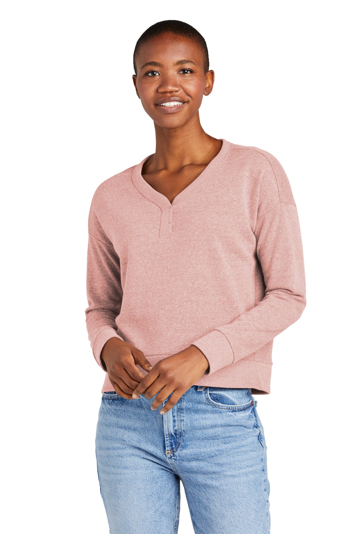 District Women's   Perfect Tri   Fleece V-Neck Sweatshirt DT1312