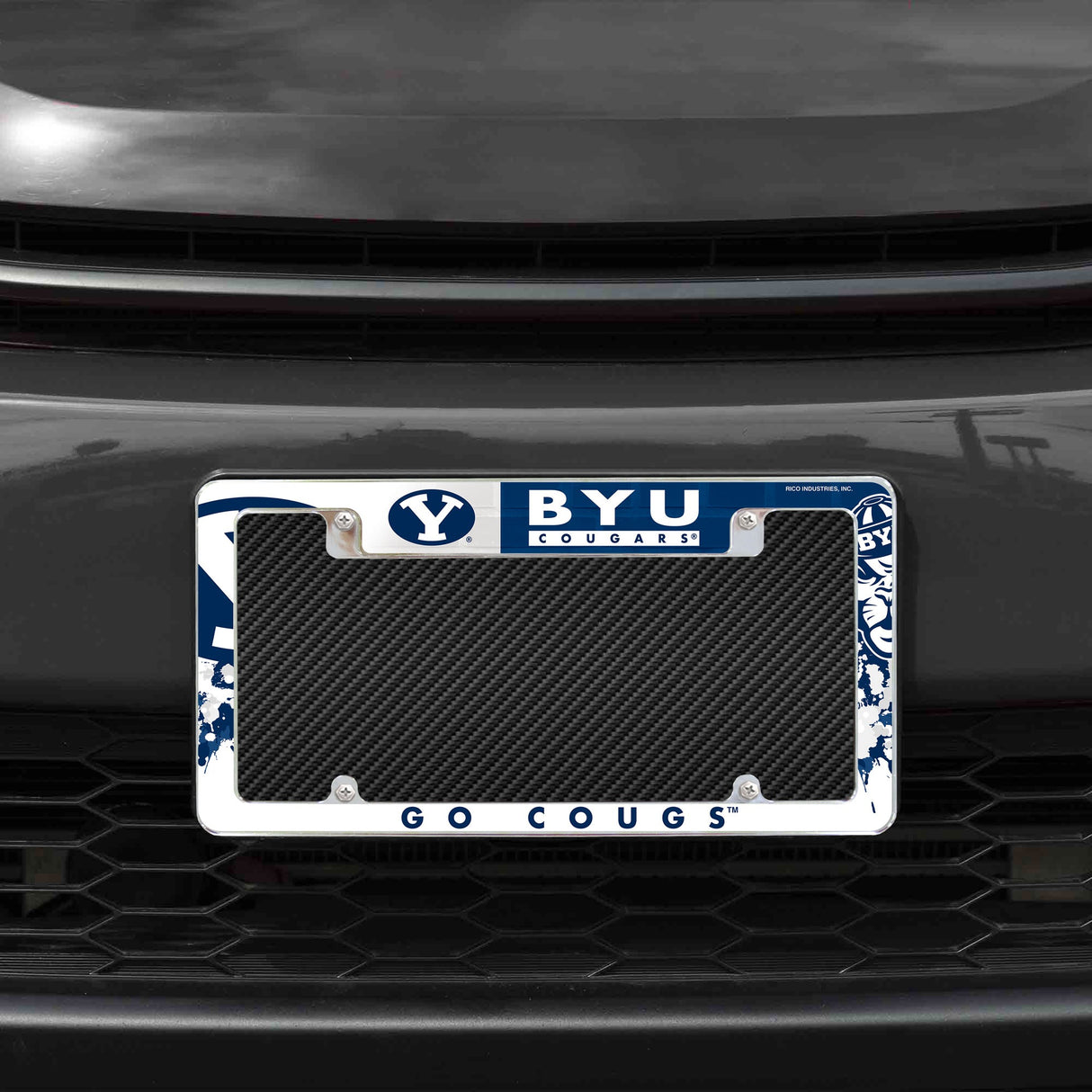 Rico Industries NCAA BYU Cougars Primary 12" x 6" Chrome License Plate Frame-1