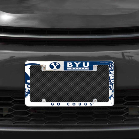 Rico Industries NCAA BYU Cougars Primary 12" x 6" Chrome License Plate Frame-1
