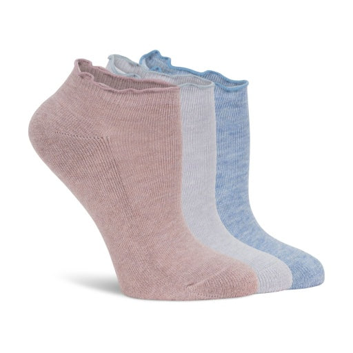 Lemon Women's 3 Pack 1/2 Terry Cloud Lettuce Edge Low Cut Sock Lemon