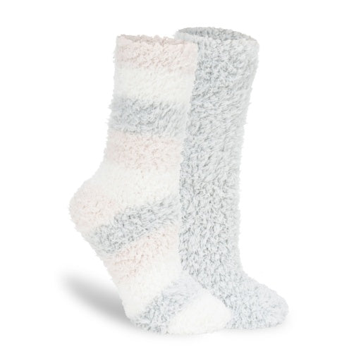 Lemon Women's 2 Pack Stripe Furr Foam Crew Sock Lemon