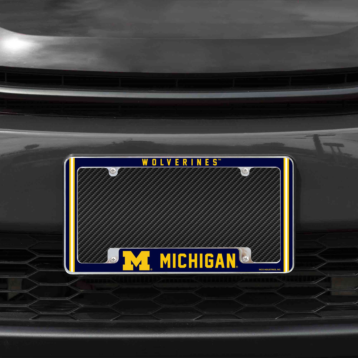 Rico Industries NCAA Michigan Wolverines Classic 12" x 6" Chrome License Plate Frame-1