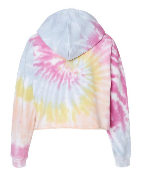 Colortone Women's Tie-Dyed Crop Hooded Sweatshirt Colortone