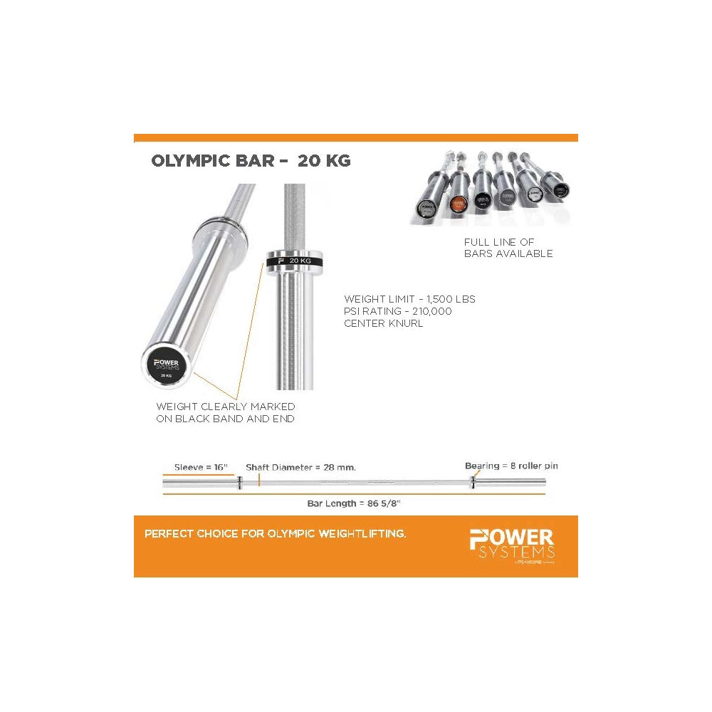 Power Systems Men's 20KG Olympic Bar Power Systems