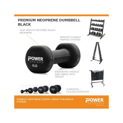 Power Systems Premium Neoprene Dumbbell Black