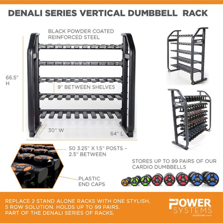 Power Systems Denali Series Vertical Dumbbell Rack Exercise & Wellness Strength Strength Equipment