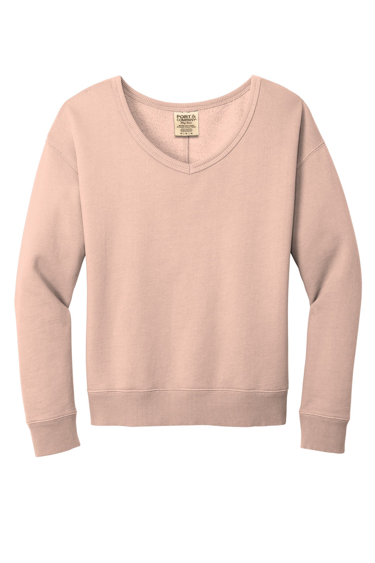 Port & Company Ladies Beach Wash Garment-Dyed V-Neck Sweatshirt