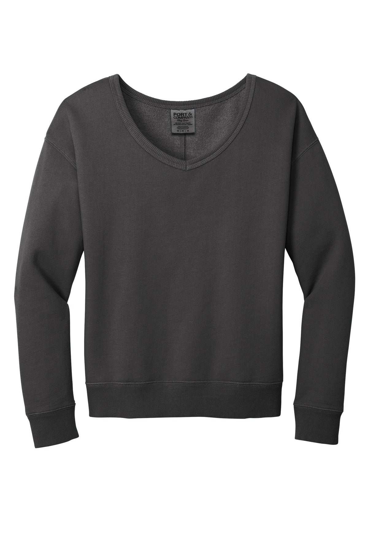 Port & Company Ladies Beach Wash Garment-Dyed V-Neck Sweatshirt