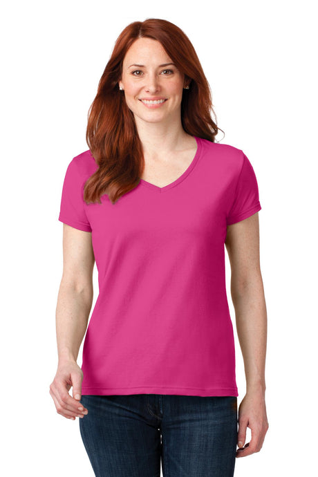 Anvil Women's   100% Combed Ring Spun Cotton V-Neck T-Shirt-1