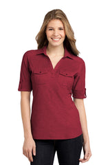 Port Authority Women's   Oxford Pique Double Pocket Polo