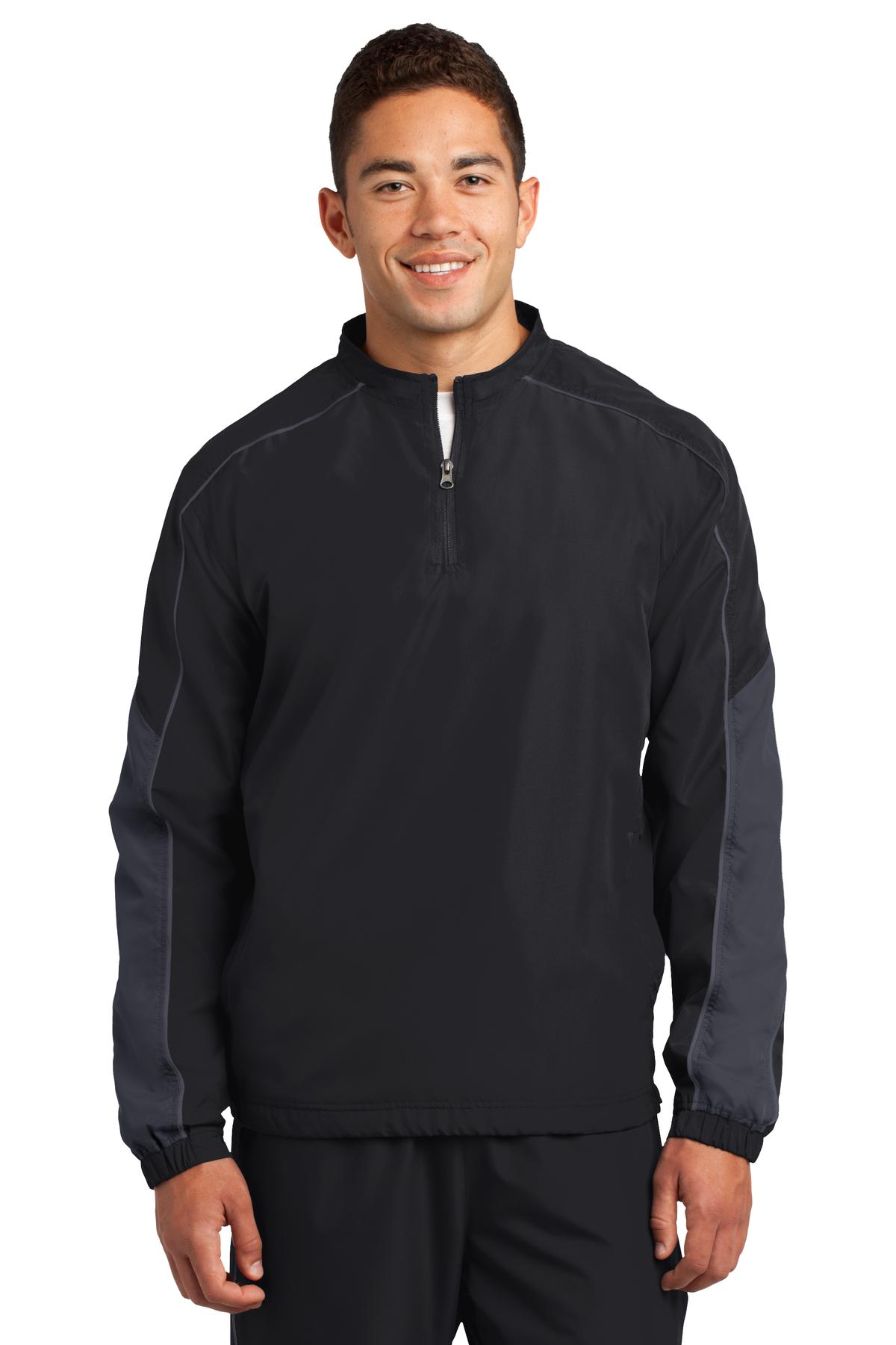 Sport-Tek Men's Piped Colorblock 1/4-Zip Wind Shirt. JST64