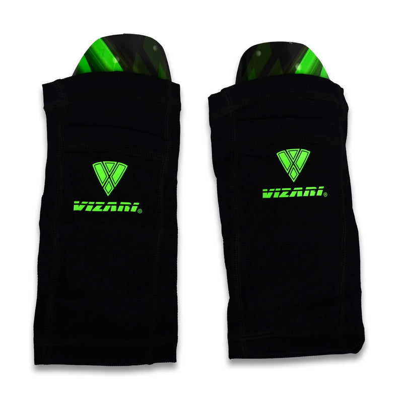 Vizari Salinas Soccer Shin Guard with Pocketed Sleeve-Green/Black