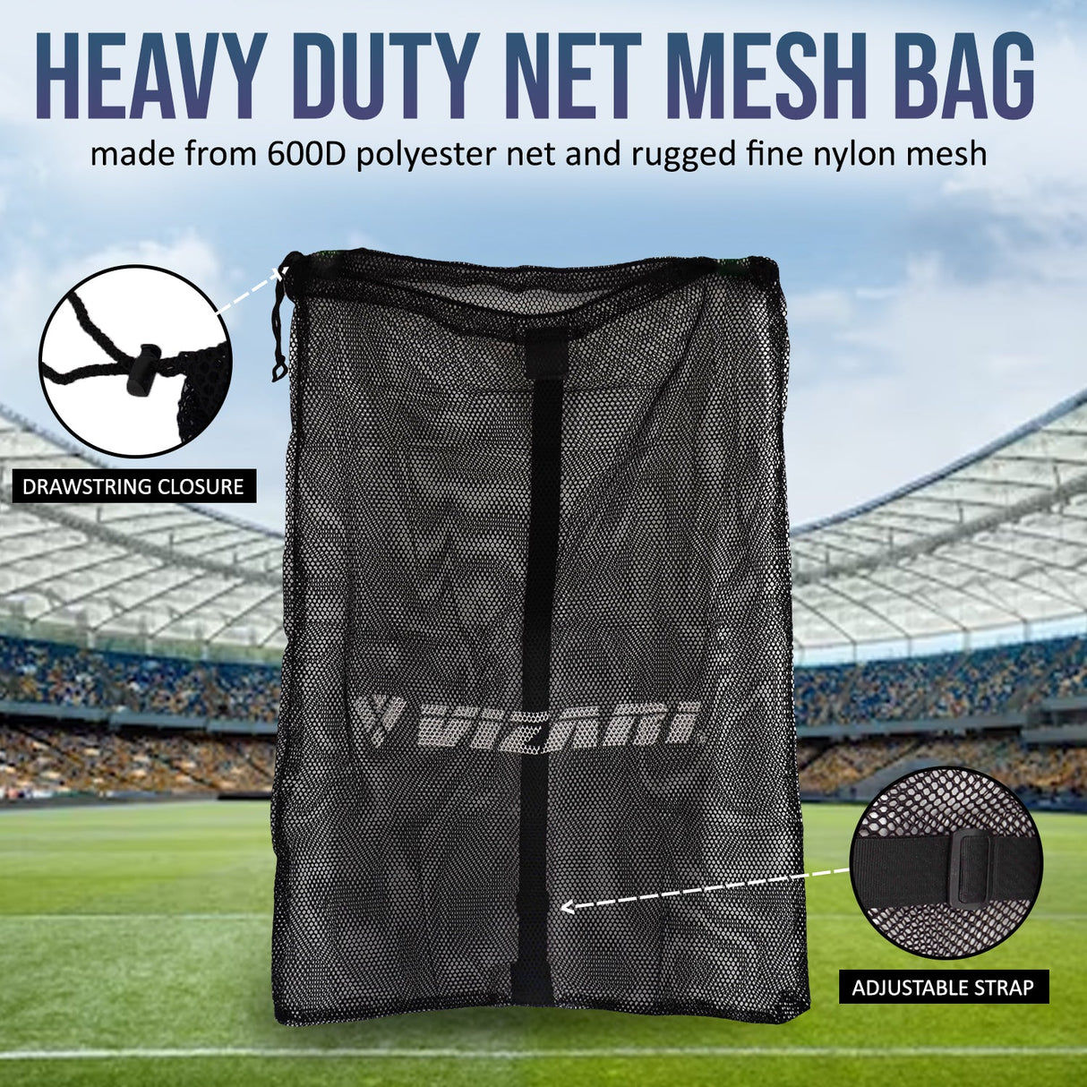 Vizari Heavy Duty Net Mesh Ball Bag