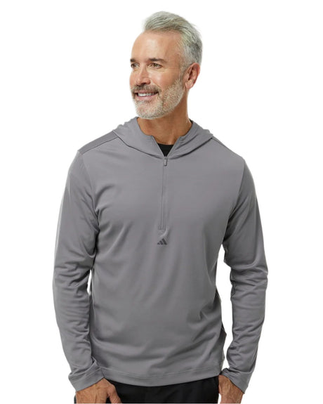 adidas Men's Lightweight Performance Quarter-Zip Hooded Pullover Adidas
