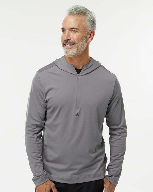 adidas Men's Lightweight Performance Quarter-Zip Hooded Pullover