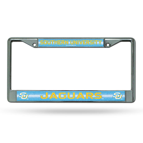 NCAA Southern Jaguars Chrome Glitter License Plate Frame Fan Gear NCAA Southern Jaguars