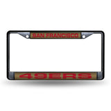 NFL San Francisco 49ers Laser Cut Black Chrome License Plate Frame Fan Gear NFL San Francisco 49ers