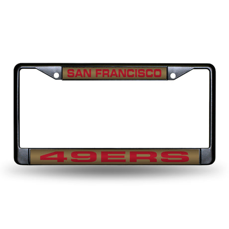 NFL San Francisco 49ers Laser Cut Black Chrome License Plate Frame Fan Gear NFL San Francisco 49ers