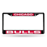 NBA Chicago Bulls Laser Cut Black Chrome License Plate Frame Fan Gear NBA Chicago Bulls