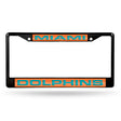 NFL Miami Dolphins Laser Cut Black Chrome License Plate Frame Fan Gear NFL Miami Dolphins