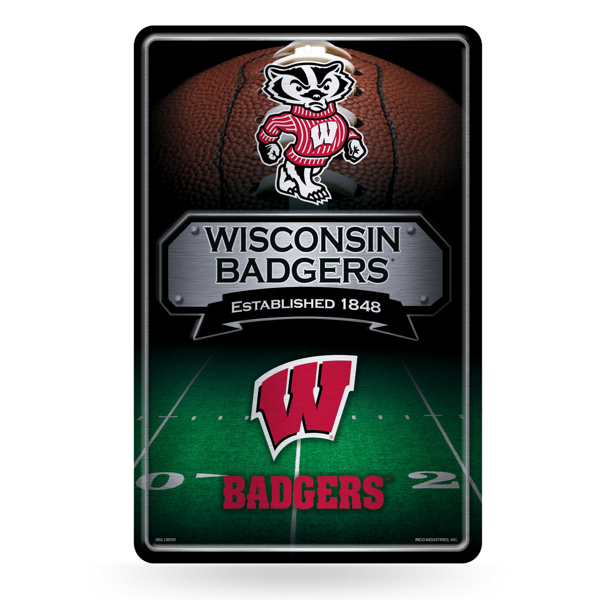 NCAA Wisconsin Badgers Large Metal Sign Fan Gear NCAA Wisconsin Badgers